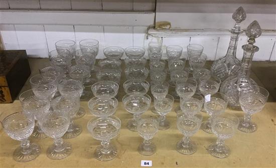 Cut glass suite of glasses & 2 decanters